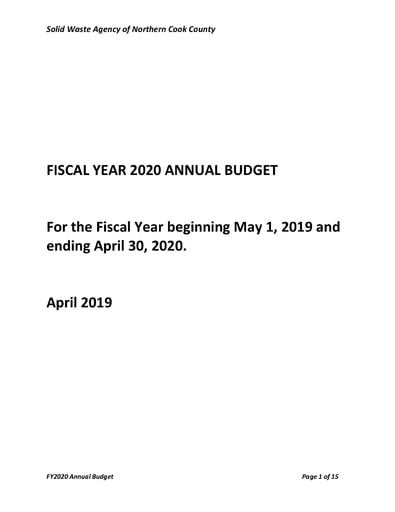 FY2020 Budget